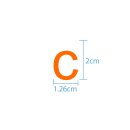 10 wetterfeste Klebebuchstaben – selbstklebend für Außen & Innen: „c“ (2 cm, orange)