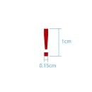 Sonderzeichen selbstklebend (10 Stück) – für Innen- & Außeneinsatz: „!“ (1cm hoch, in rot)