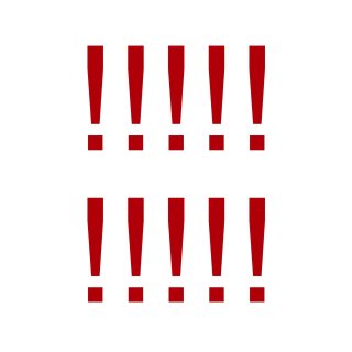 Sonderzeichen selbstklebend (10 Stück) – für Innen- & Außeneinsatz: „!“ (2cm hoch, in rot)