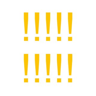 Sonderzeichen selbstklebend (10 Stück) – für Innen- & Außeneinsatz: „!“ (4cm hoch, in gelb)