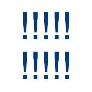 Sonderzeichen selbstklebend (10 Stück) – für Innen- & Außeneinsatz: „!“ (6cm hoch, in blau)