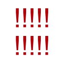 Sonderzeichen selbstklebend (10 Stück) – für Innen- & Außeneinsatz: „!“ (6cm hoch, in rot)