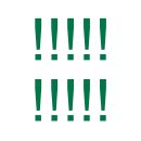 Sonderzeichen selbstklebend (10 Stück) – für Innen- & Außeneinsatz: „!“ (7cm hoch, in grün)