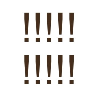 Sonderzeichen selbstklebend (10 Stück) – für Innen- & Außeneinsatz: „!“ (11cm hoch, in braun)