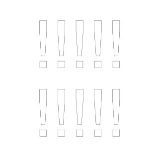 Sonderzeichen selbstklebend (10 Stück) – für Innen- & Außeneinsatz: „!“ (12cm hoch, in weiß)