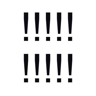 Sonderzeichen selbstklebend (10 Stück) – für Innen- & Außeneinsatz: „!“ (15cm hoch, in schwarz)