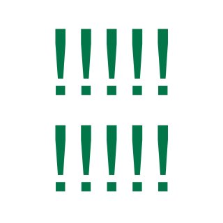 Sonderzeichen selbstklebend (10 Stück) – für Innen- & Außeneinsatz: „!“ (18cm hoch, in grün)