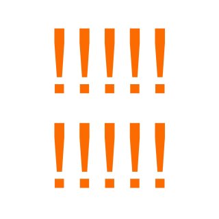 Sonderzeichen selbstklebend (10 Stück) – für Innen- & Außeneinsatz: „!“ (19cm hoch, in orange)