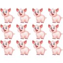 Aufkleber 12 Schweine je 6,2 x 6.4 cm  Glücksschwein...