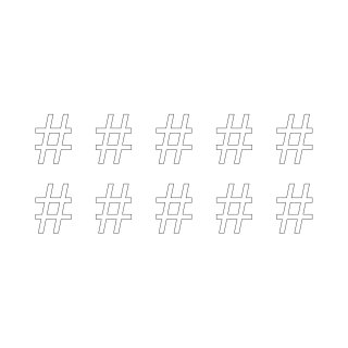 Sonderzeichen selbstklebend (10 Stück) – für Innen- & Außeneinsatz: „#“ (20cm hoch, in weiß)