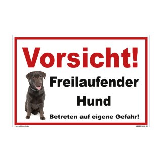 Hundeschild Vorsicht Freilaufender Hund – wetterfestes Warnschild Kunststoff (20 x 30 cm)