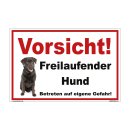 Hundeschild Vorsicht Freilaufender Hund – wetterfestes Warnschild Kunststoff (20 x 30 cm)