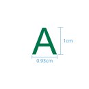 10 wetterfeste Klebebuchstaben groß – selbstklebend für Außen & Innen: „A“ (1 cm, grün)