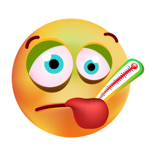 Krank mit Fieberthermometer Aufkleber – Witzige Deko für Innen & Außen