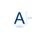 10 wetterfeste Klebebuchstaben groß – selbstklebend für Außen & Innen: „A“ (2 cm, blau)