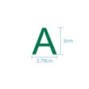 10 wetterfeste Klebebuchstaben groß – selbstklebend für Außen & Innen: „A“ (3 cm, grün)