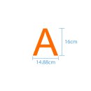 10 wetterfeste Klebebuchstaben groß – selbstklebend für Außen & Innen: „A“ (16 cm, orange)
