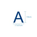 10 wetterfeste Klebebuchstaben groß – selbstklebend für Außen & Innen: „A“ (19 cm, blau)