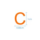 10 wetterfeste Klebebuchstaben groß – selbstklebend für Außen & Innen: „C“ (1 cm, orange)