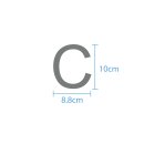 10 wetterfeste Klebebuchstaben groß – selbstklebend für Außen & Innen: „C“ (10 cm, grau)