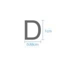 10 wetterfeste Klebebuchstaben groß – selbstklebend für Außen & Innen: „D“ (1 cm, silber)
