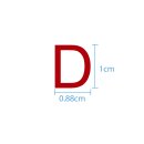 10 wetterfeste Klebebuchstaben groß – selbstklebend für Außen & Innen: „D“ (1 cm, rot)