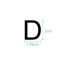 10 wetterfeste Klebebuchstaben groß – selbstklebend für Außen & Innen: „D“ (2 cm, schwarz)