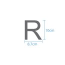 10 wetterfeste Klebebuchstaben groß – selbstklebend für Außen & Innen: „R“ (10 cm, silber)