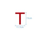 10 wetterfeste Klebebuchstaben groß – selbstklebend für Außen & Innen: „T“ (15 cm, rot)