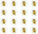 18 Aufkleber lustige Honig Biene 3,3 cm rund Sticker selbstklebend Autoaufkleber Dekoration Wohnmobil Motorradhelm