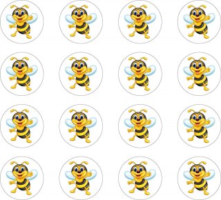 54 Aufkleber lustige Honig Biene 3,3 cm rund Sticker selbstklebend Autoaufkleber Dekoration Wohnmobil Motorradhelm