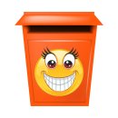 Smile Aufkleber – Lachend mit großen Augen und Wimpern (10 x 10 cm)