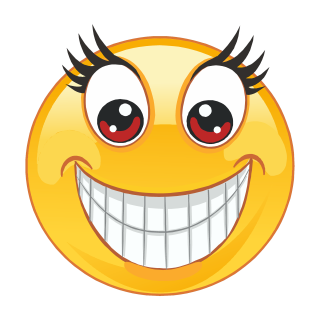 Smile Aufkleber – Lachend mit großen Augen und Wimpern (20 x 20 cm)