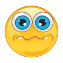 Ängstlich mit verdrehten blauen Augen – Smile...