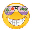 Smile Aufkleber – Lachend mit lila Sonnenbrille,...