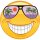 Lächelnde Aufkleber mit lila Sonnenbrille – Smile Autoaufkleber für Wohnwagen und mehr! Sticker mit Stil bestellen