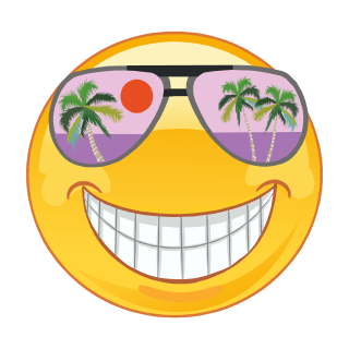 Smile Aufkleber – Lachend mit lila Sonnenbrille, wetterfest & stylisch (10 x 10 cm)