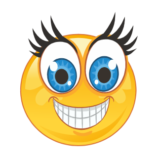 Smile Aufkleber – Lachendes Gesicht mit großen blauen Augen