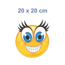 Smile Aufkleber – Lachendes Gesicht mit großen blauen Augen (20 x 20 cm)