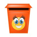 Smile Aufkleber – Lachendes Gesicht mit großen blauen Augen (20 x 20 cm)