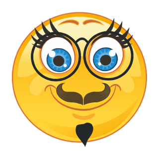 Blaue Augen mit Moustache und Brille – Stilvolle Aufkleber