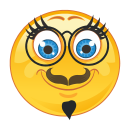 Blaue Augen mit Moustache und Brille – Stilvolle...