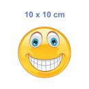 Smile Aufkleber – Lachend mit blauen Augen in verschiedenen Größen (10 x 10 cm)