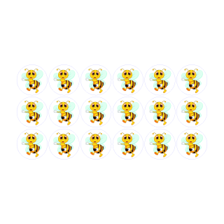 Setangebote Aufkleber – Lustige Biene rund, wetterfest, 3,3 cm