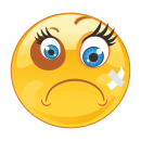 Veilchen im Gesicht mit Pflaster – Witziger Aufkleber in zwei Größen (20 x 20 cm)