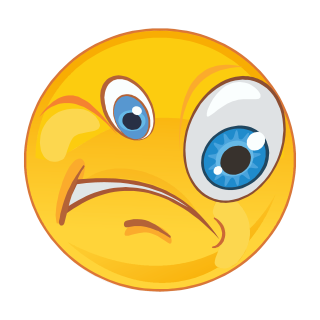 Skeptisch mit einem Auge guckend – Wetterfester Smile Aufkleber