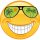Aufkleber lachend mit grüner Sonnenbrille wetterfest für Helm Autoaufkleber Wohnmobil