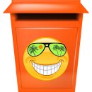 Aufkleber lachend mit grüner Sonnenbrille wetterfest für Helm Autoaufkleber Wohnmobil 10 x 10 cm