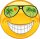 Aufkleber lachend mit grüner Sonnenbrille wetterfest für Helm Autoaufkleber Wohnmobil 10 x 10 cm
