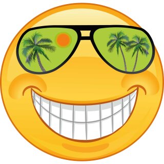 Aufkleber lachend mit grüner Sonnenbrille wetterfest für Helm Autoaufkleber Wohnmobil 20 x 20 cm